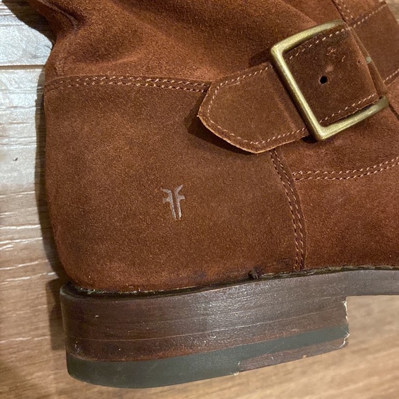 RARE Brown Suede Frye Slouch Biker Moto Veronica Boots - Size 6.5 - Picture 5 of 9